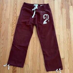 Ruehl No.925 Maroon Sweatpants with White Drawstrings